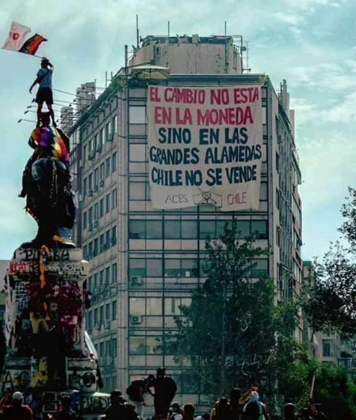 Pancarta en las manifestaciones de Chile