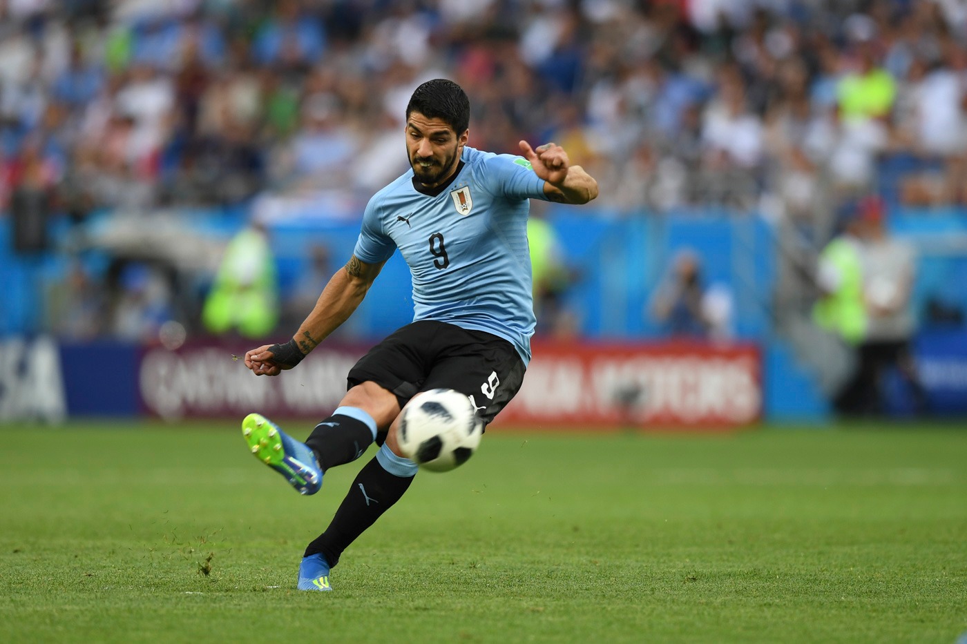 Luis Suarez, de Uruguay, en el juego entre Arabia Saudita - Uruguay por la segunda fecha de la primera fase de la Copa Mundial de la FIFA Rusia 2018, el 21 de junio de 2018 en el Rostov Arena, en Rostov.