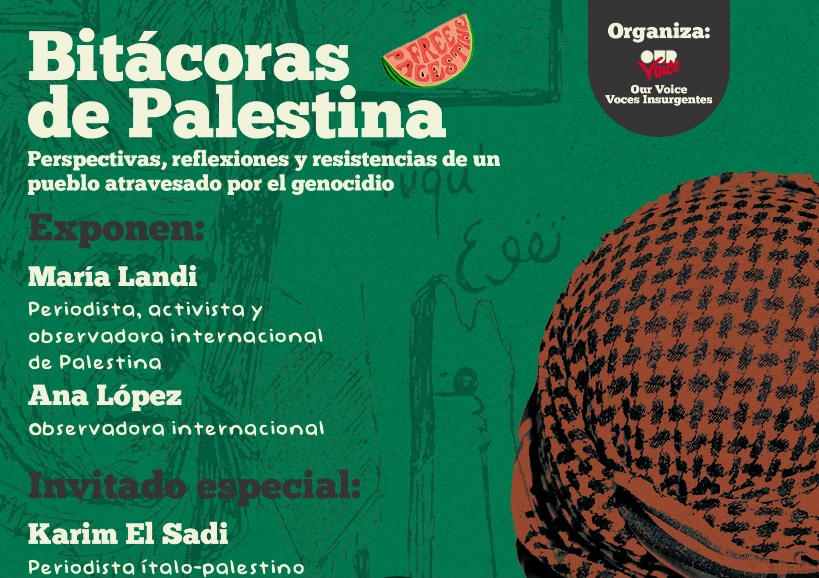 Afiche de la charla "Bitácoras de Palestina"