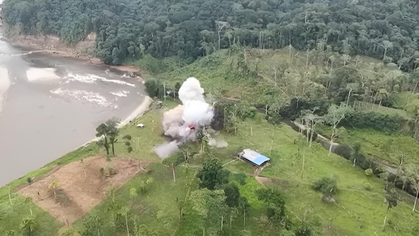 Lugar del bombardeo en la frontera colombo ecuatoriana