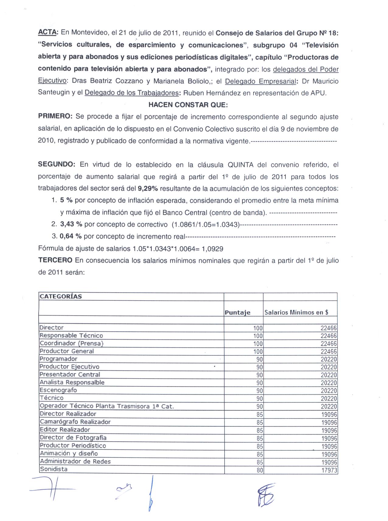 Ajuste salarial para productoras de tv