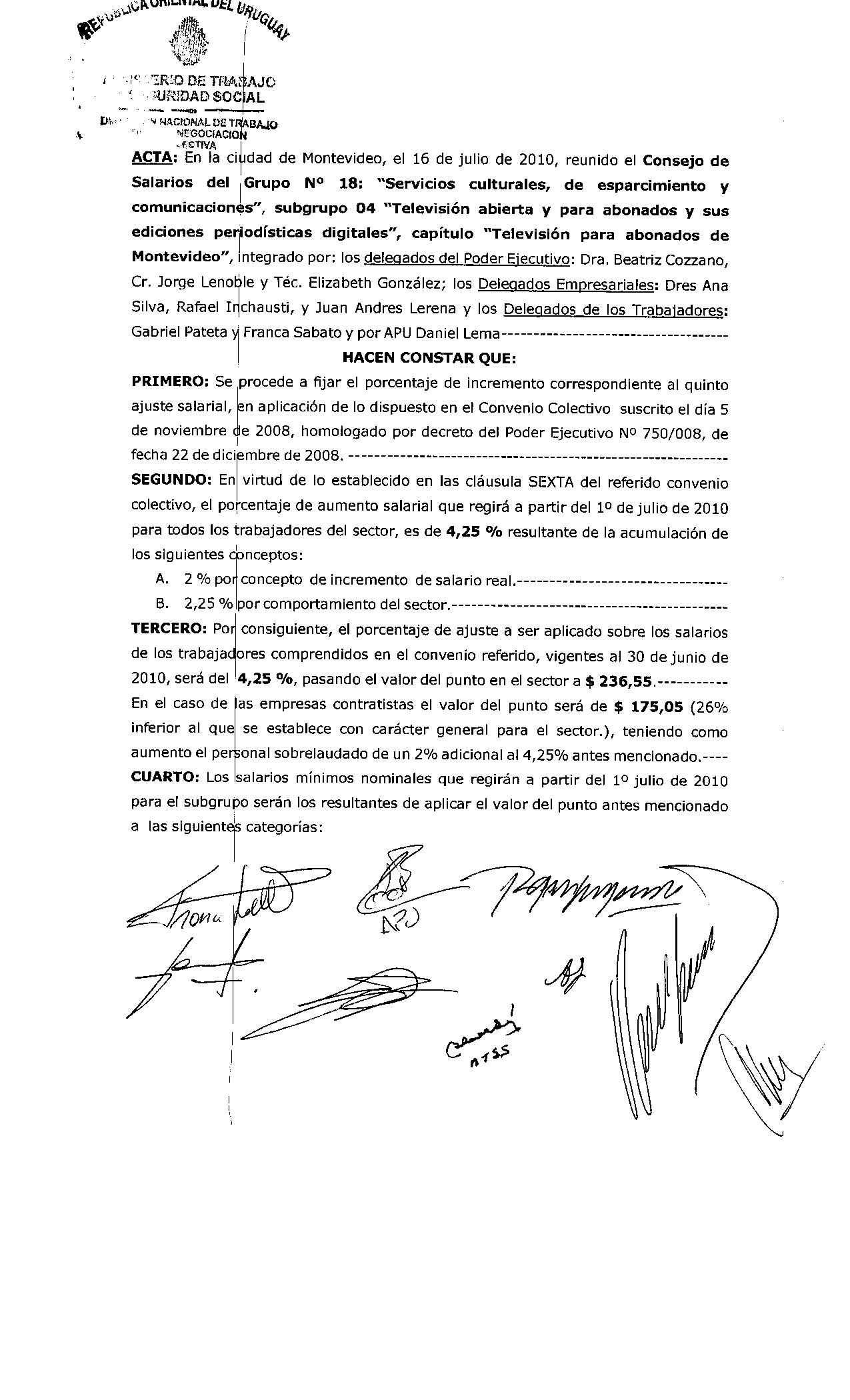 Ajustes prensa escrita interior y television