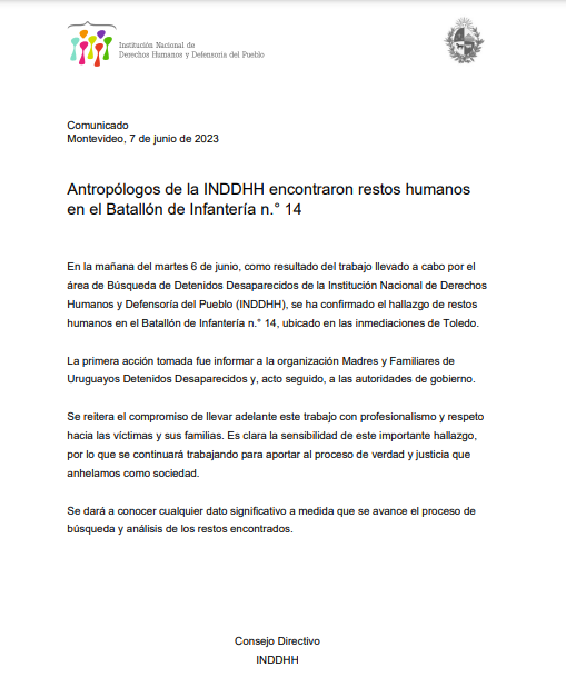Comunicado INDDHH
