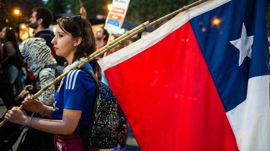 Movilización en solidaridad con Chile. Foto: Santiago Mazzarovich / adhocFOTOS.