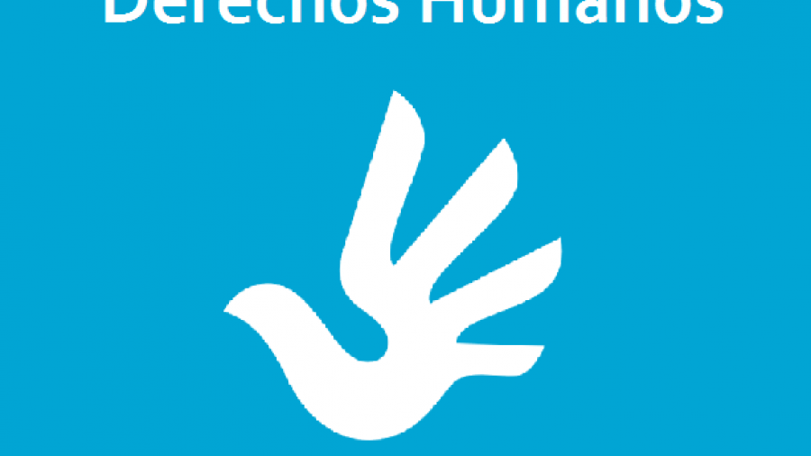 La ilustración contiene el símbolo de los derechos humanos en la que se combinan la silueta de una mano con la de un ave, el logo del IIDH y el texto "Día de los Derechos Humanos".