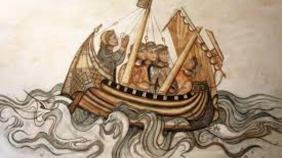 El Barco Medieval, Arte Mural, pintura Autor-Emil Grigoras