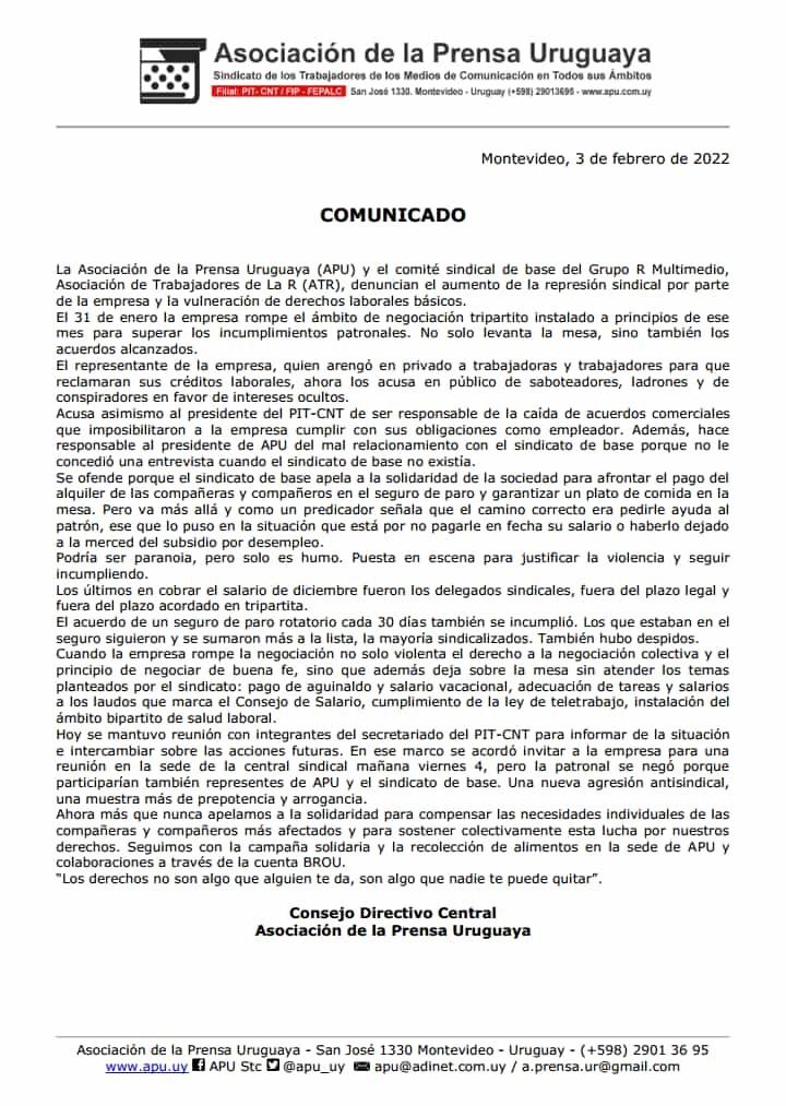 Comunicado APU