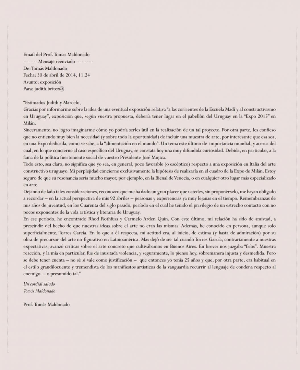 Mail de Tomas Maldonado